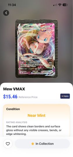 Mew VMAX Fusion Strike Holo Pokémon Card