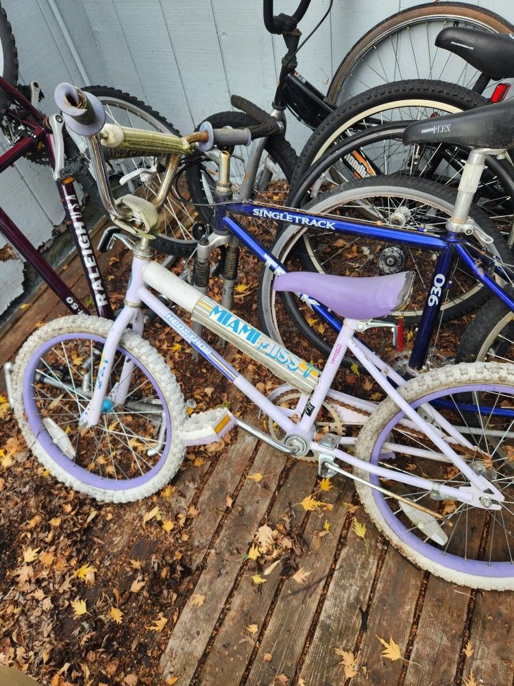 Vintage 80s 90s kids Hedstrom Miami Miss purple lavender BMX bike restoration project rare collector's item