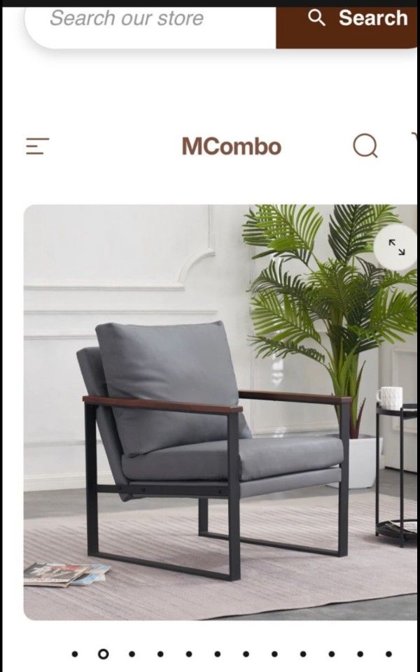MCombo Faux LeatherChair with Cushion And Metal Frame