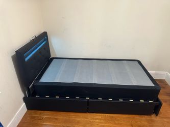Rolandstar Twin Bed Frame with 4 Drawers and Charging Station