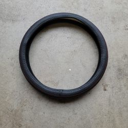Steering Wheel Cover Faux Leather Red Stitch