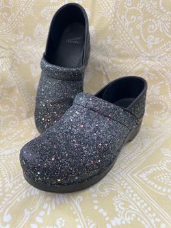 Dansko Professional Women’s Glitter Clogs Black/Multicolor Leather EU 40 US 9