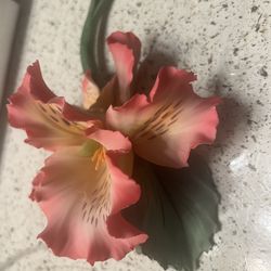 Vintage Capodimonte Italian Porcelain Mid Century Pink Flowers