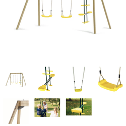 Wooden Double Swing with Glider Set  (outdoor)