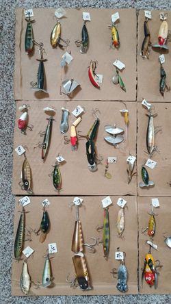 54 Vintage Fishing Lures Collection Only $250 - If you Know your fishing lures you know the bargain. 54 FISHING LURES Vintage Collection Includes bass