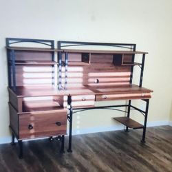 Desk  With Shelf And Drawer , And Side Shelf , File Drawer 