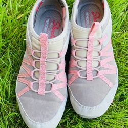 Sketchers, women, size 6, gray and pink