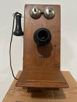 Antique Western Electric 1900's Hand Crank Oak Wood Wall Telephone