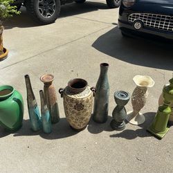 Assorted large vases.