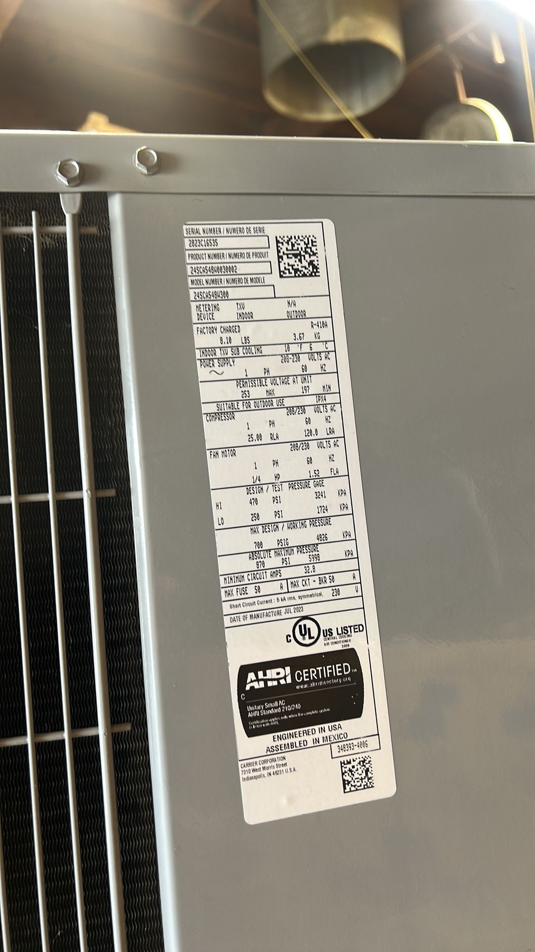 4 ton 15 seer carrier 410a condenser