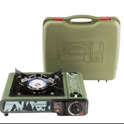 Waymult Camo Camping Stove For Cooking Outdoor With Stove Guard, Butane Fuel Portable Backpacking Stove suitable for Hiking, Boating and BBQ with carr