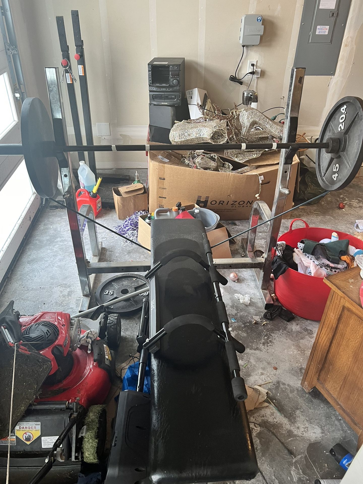 Bench, Barbell, Stand Alone Rack