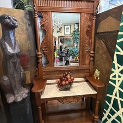 Pulaski Antique, Beautiful Marble Top Hall Tree