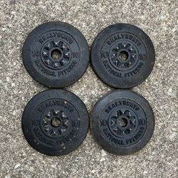 Standard 1” 10lb x4 weight plates weights plate 10 lb lbs 10lbs 40lbs Total Cast Iron for Barbell Dumbbell bar