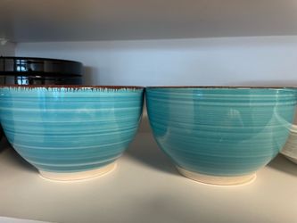 Royal Norfolk Turquoise Swirl Stoneware Bowls, 5½" - Set of 2 Bowls