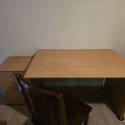 Desk With Matching File Cabinet And A Chair. 