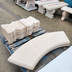 Concrete Plain Curved Benches / Cement Garden Patio Bench / Outdoor Patio Furniture