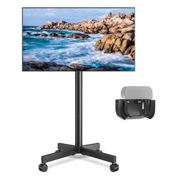Rolling TV Stand for 23-65 Inch Screens (Black)