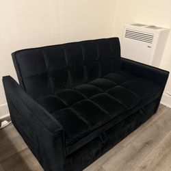 Convertible velvet sofa bed with 2 pillows