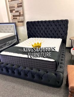 New Queen bed frame with mattress