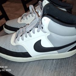 Men's Size 11.5  Nike Court Vision Next Nature Mid Light Smoke Grey Sail