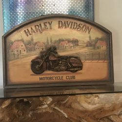 Harley Davidson Picture 3D Custom Made Old Art Picture Nice Shape.