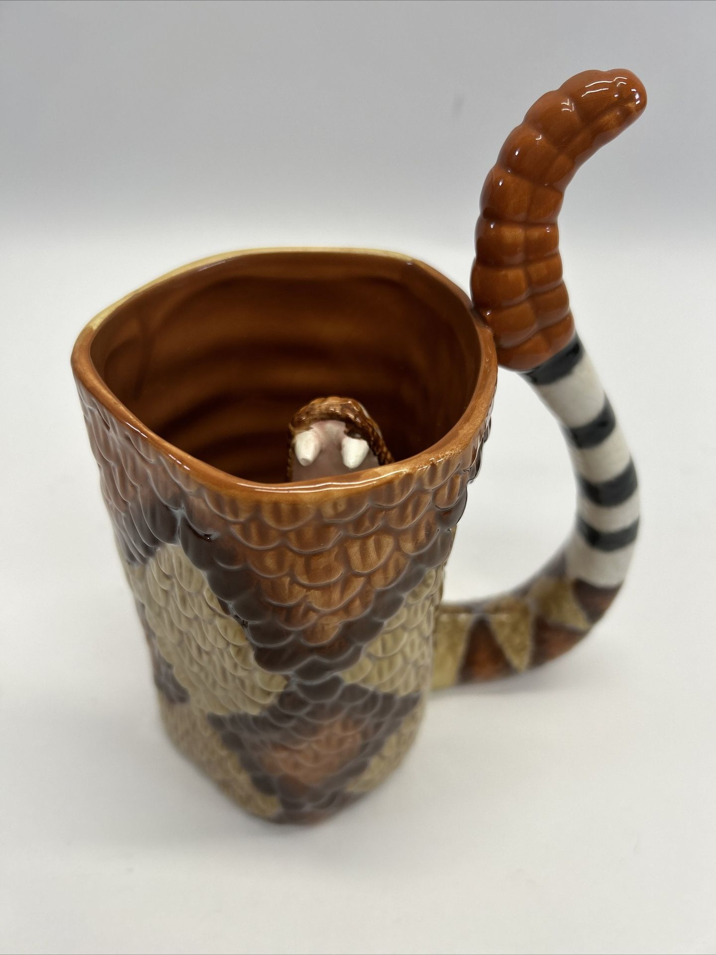 American Legacy Rattlesnake Oversized Mug Handled Cup Snake Inside 6.5