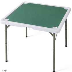 Costway Green Folding Mahjong Table with Cup Holder