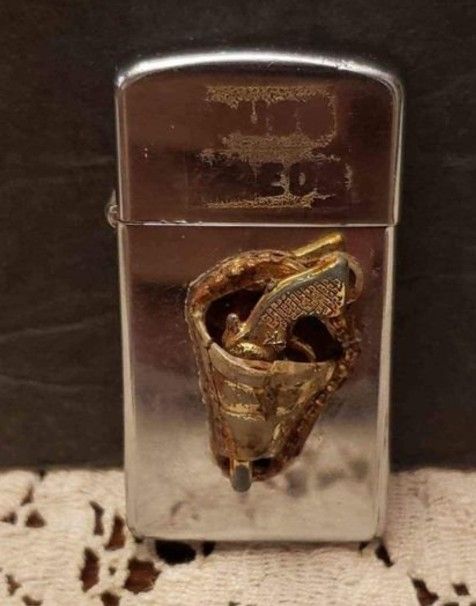 Vintage Zippo Slim Lighter - 1965 holster front - FIRM PRICE