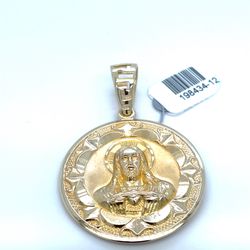 14Kt Yellow Gold Double Sided Jesus/Virgin Mary Pendant 11.40g 198434/12