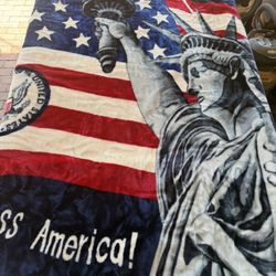 God Bless America Blanket 92“ X 68” New