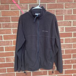 Columbia Fleece Jacket Youth Kids Black Solid Full Zip Pockets Collar Outdoor