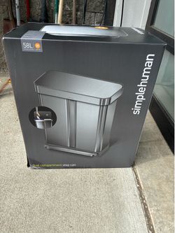 Simple human 58L garbage/recycling stainless, new