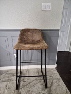 Brown Faux Leather Bar Stool Set