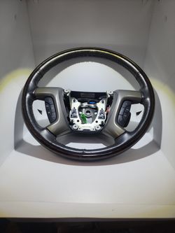 07-14 Escalade Denali Leather Heated Steering Wheel OEM Woodgrain And Cocoa Brown.