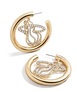 Brand New BaubleBar Miami Heat Logo Large Hoop Earrings