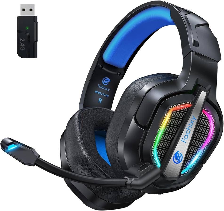 new Wireless Gaming Headset with Mic for PS5, PS4 - Bluetooth 5.4 & 2.4GHz Gaming Headphones with Low Latency, 50-Hrs Battery Foldable Gamer Headset f