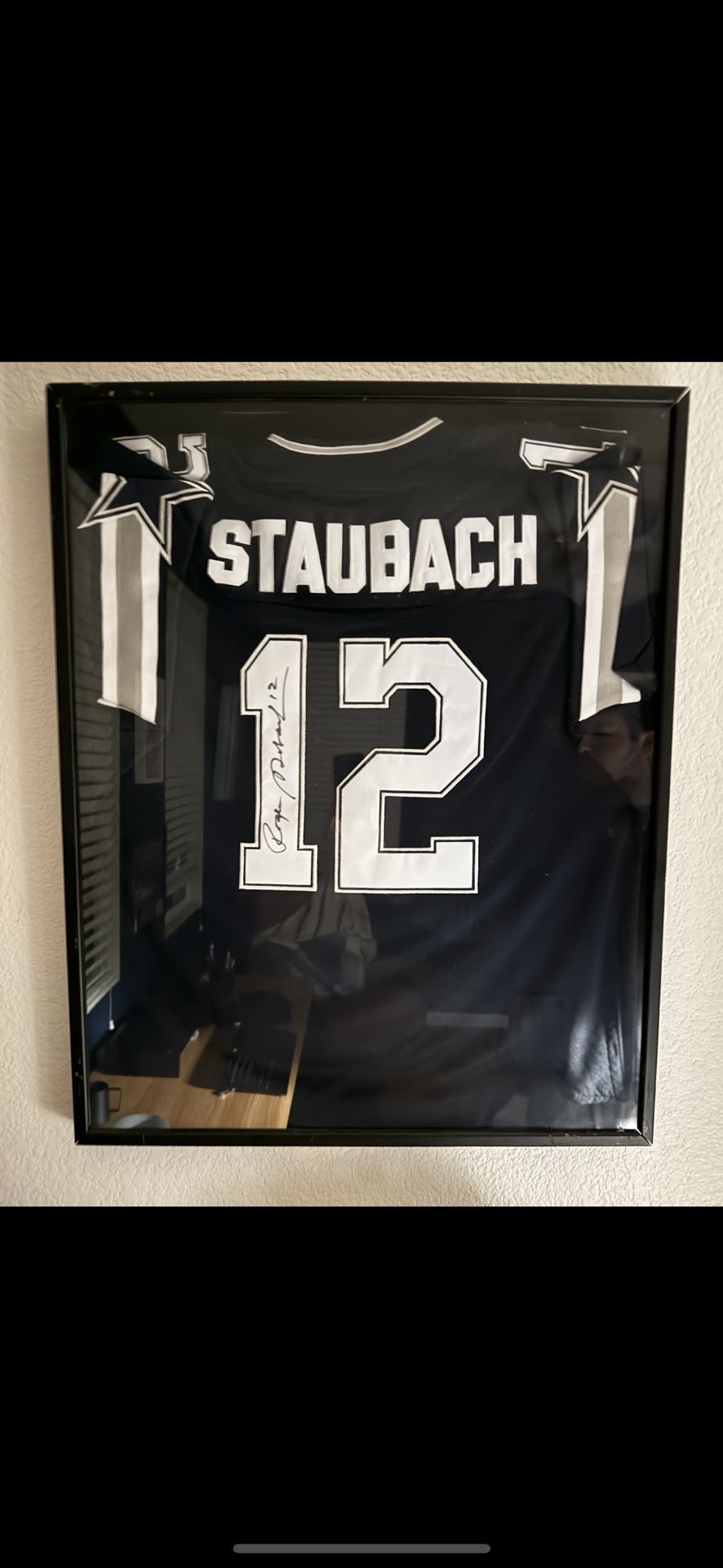 Roger Staubach Autographed & Framed Blue Dallas Jersey