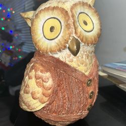 Painted Cozy Owl Statue