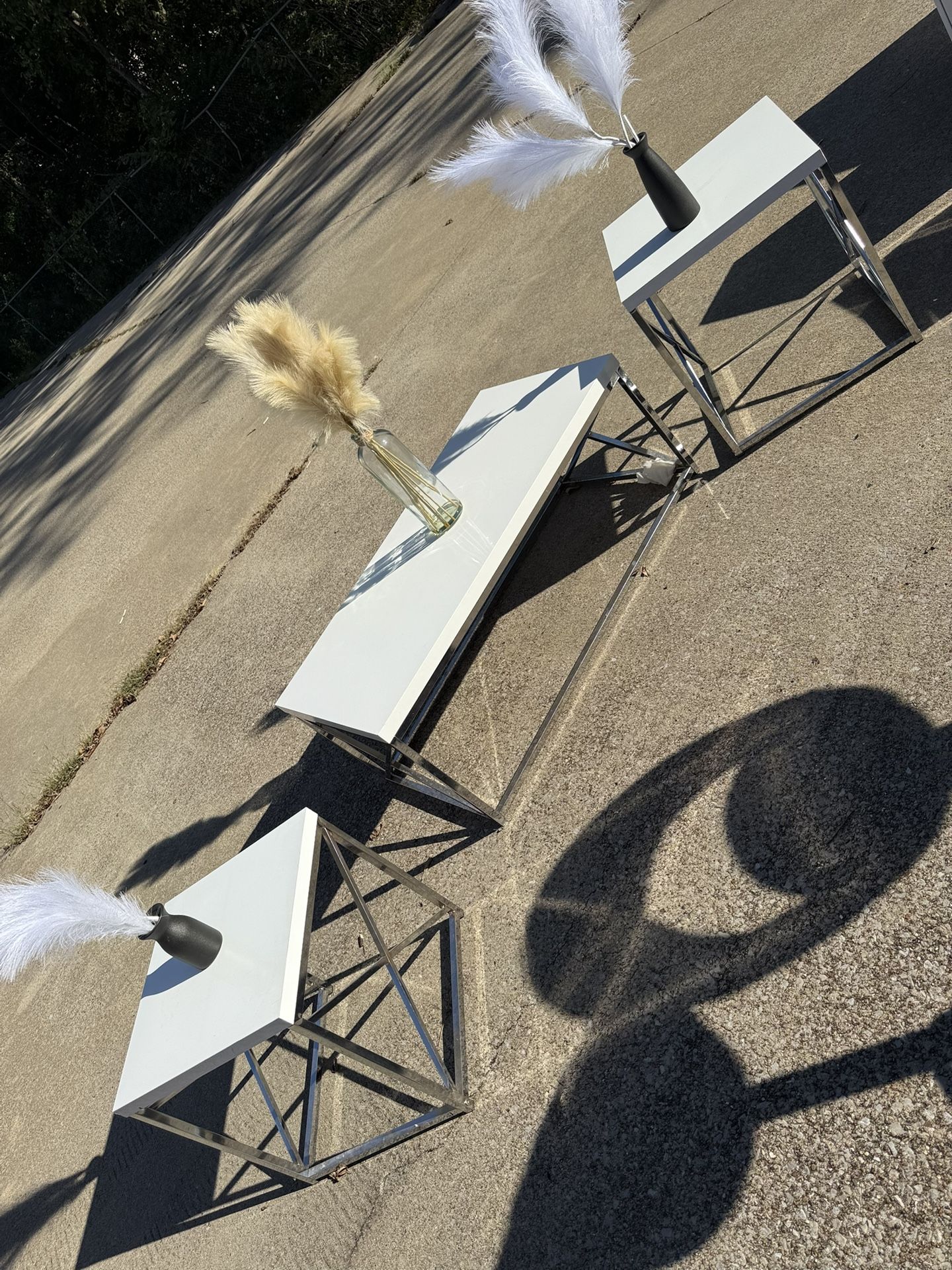 Modern White and Chrome Table Set