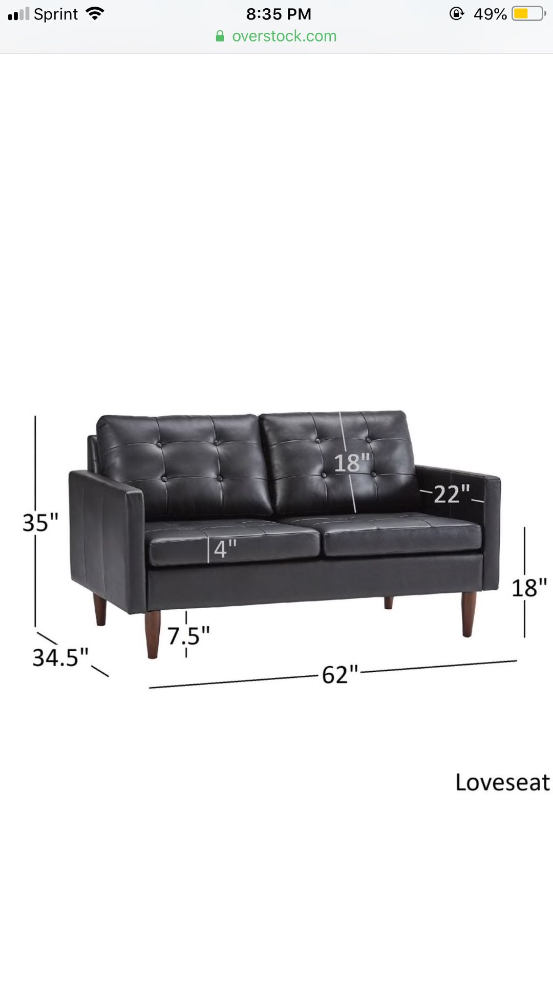 Shawna Black Button Tufted Leather Gel Sofa by iNSPIRE Q Modern - Loveseat