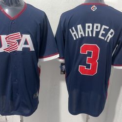 USA #3 Bryce Harper WBC Navy Jersey - Stitched - All Sizes (SHIPPING ONLY)