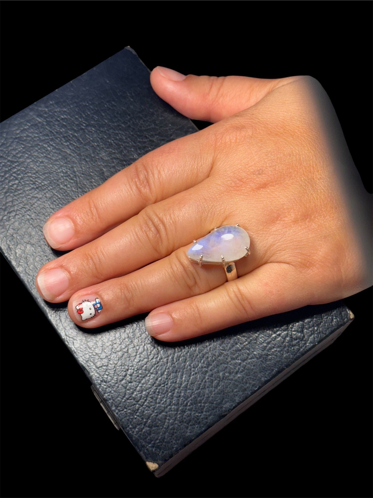 Handmade 8 Carat Moonstone Sterling Silver Ring – Size 8.1