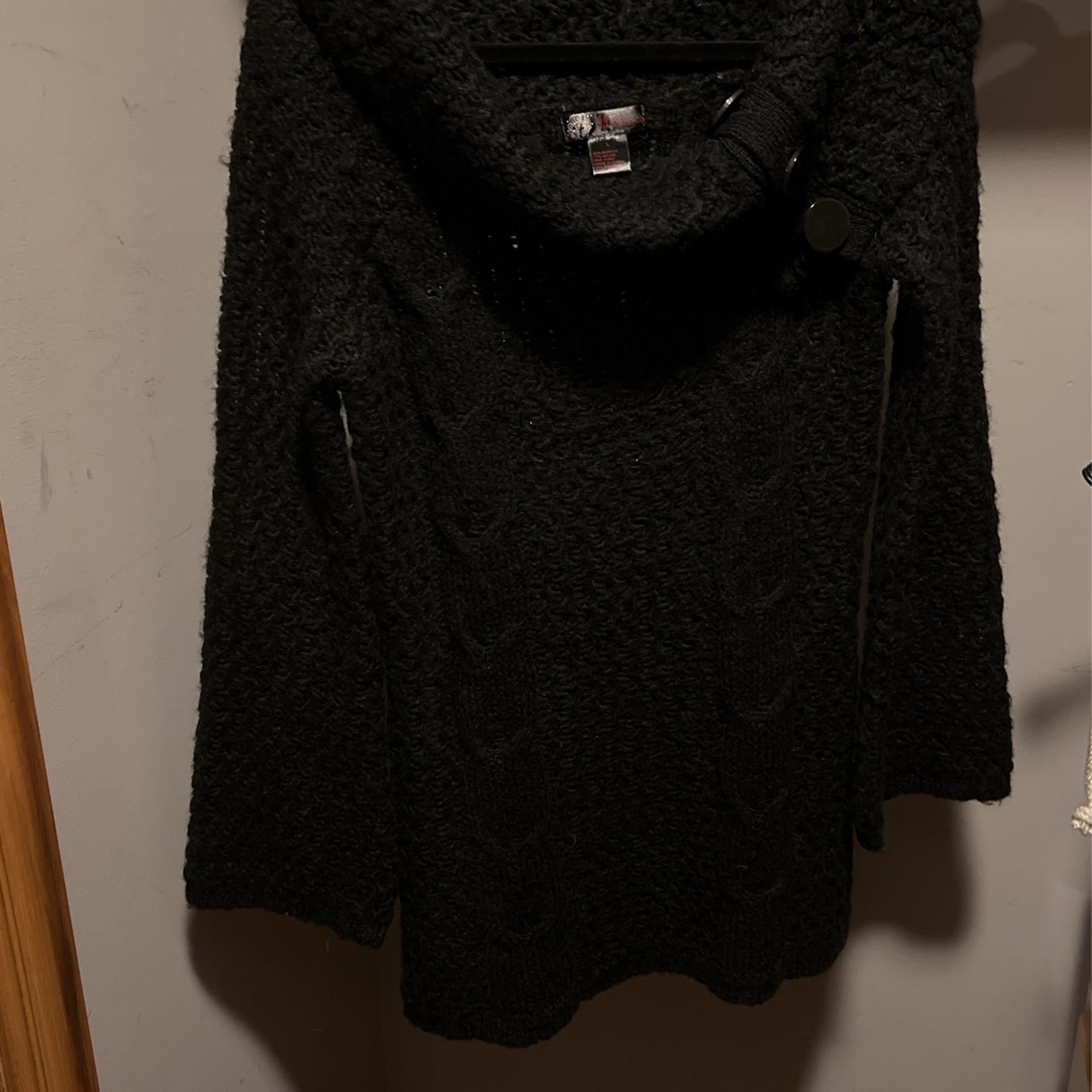 JJ Basics Black Knit Sweater Tunic Size Junior L