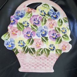Ceramic Pansies Trivet Made In Italy 