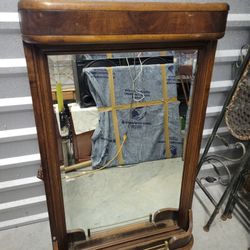Antique Light-Up Solid Wood Vanity Mirror with Shelf Base Large Heavy