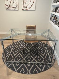 50"x 80" glass top metal desk