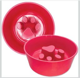 Palz&Co Melamine Slow Feeder Paw Puzzle Bowl, BPA-Free, Non-Slip, Dishwasher Safe, Improves Digestion and Prevents Bloating, 24 oz (Pink)