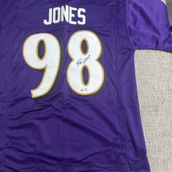 Travis Jones Signed Autograph Custom Jersey - Beckett Coa - Baltimore Ravens