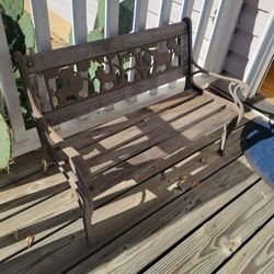 Authentic Wood Bench With Wrought Iron Sides.